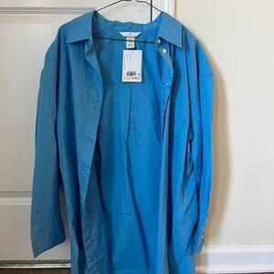 NWT Light Blue Linen Blend Shirt H&M